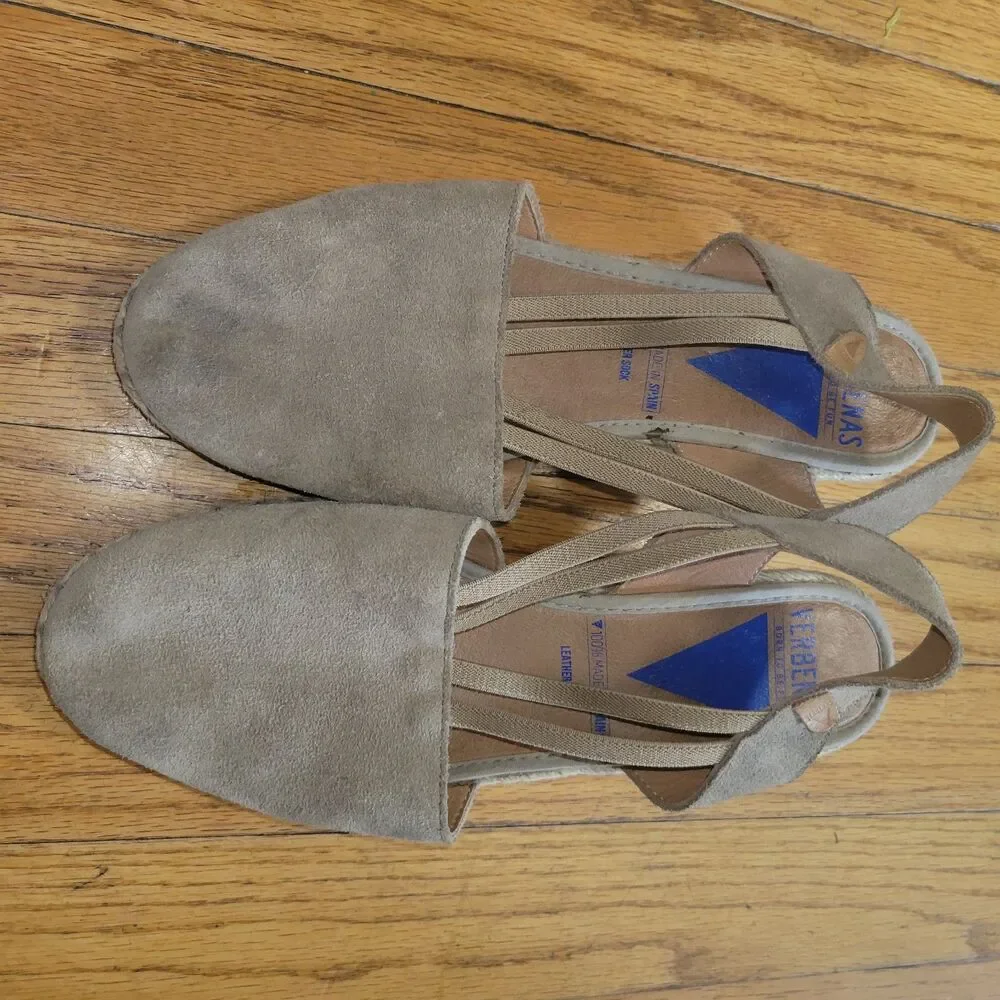 VERBENAS Maika Suede Wedge Sandals Espadrille Size 38 US 7.5